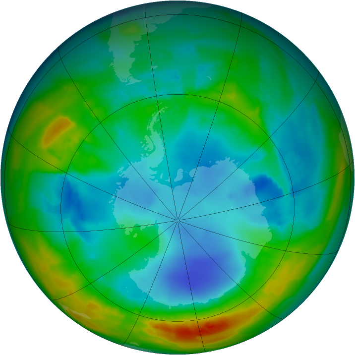 Antarctic ozone map for 07 August 2012
